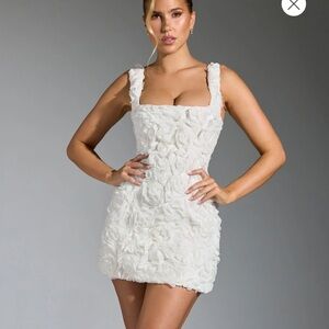 Floral - Appliqué Corset Mini Dress White Oh Polly